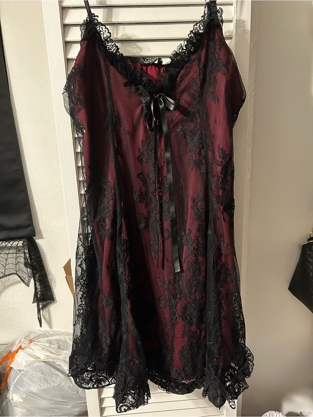 DollsKill / Widow: FAITHFULLY DOOMED LACE MINI DRESS - DARK RED